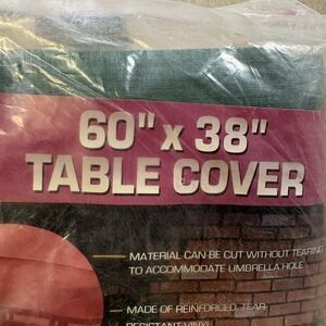 NOS Allen 60" x 38" Green Patio Table Cover Vinyl Outdoor USA Made Model 6038